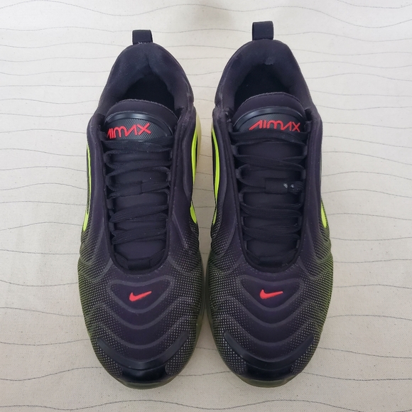 Nike Youth Air Max 720 Retro Future Size 7Y Black Volt Crimson Shoes AQ3196-005 - Picture 3 of 16